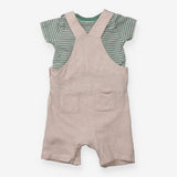 Dungarees White Marl with Tractor Applique