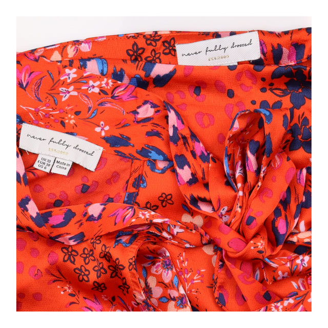 Co-ord Set Orange Floral Leopard Top Wrap Skirt