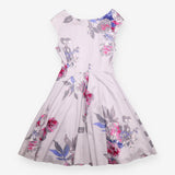 Dress Grey Floral Print Fit & Flare Cotton Blend