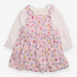 Outfit pinafore pink cord floral with white long s