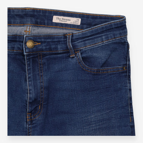 Straight Jeans Mid Blue Stretch Short Length