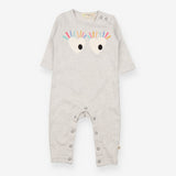 Grey footless sleepsuit heart eyes
