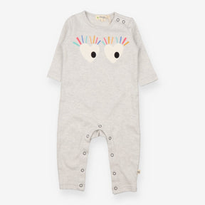 Grey footless sleepsuit heart eyes