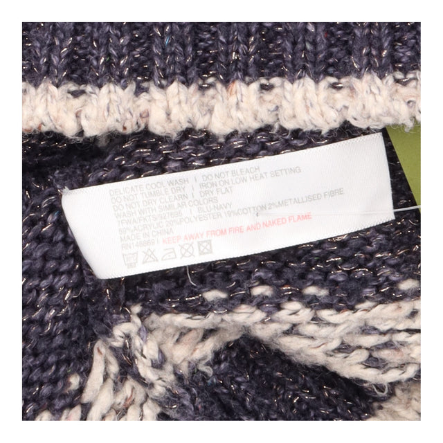 Jumper Crew Neck Snowflake Knit Blue Grey