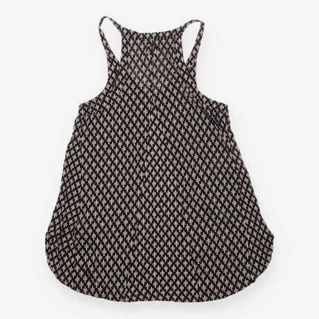Vest Top Black Cream Geometric Print Sleeveless