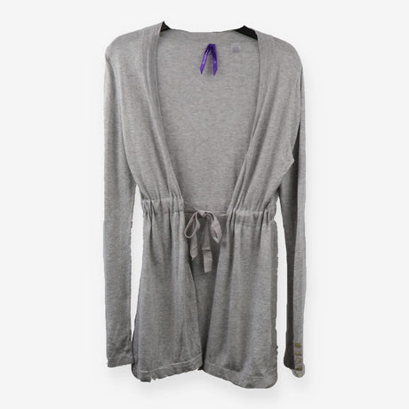 Grey Tie Up Wrap Maternity Nursing Cardigan Knit
