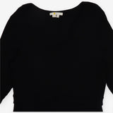 Black Jersey Midi Dress V Neck 3/4 Sleeve
