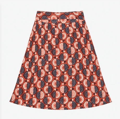 Skirt Midi Fig Fruit Print A Line Viscose
