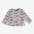 Long sleeve grey construction vehicles t-shirt