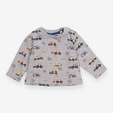 Long sleeve grey construction vehicles t-shirt