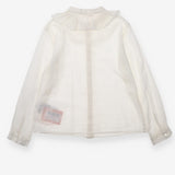 Blouse Frill Collared Long Sleeved White