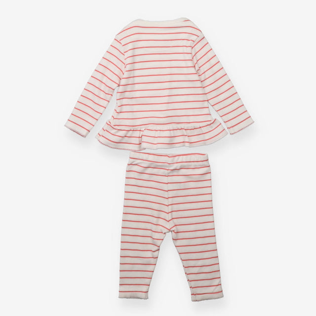 Pyjamas white pink strip peplum top rabbit