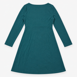 Dress Dark Teal Bamboo Blend Wrap V-Neck Long Slee