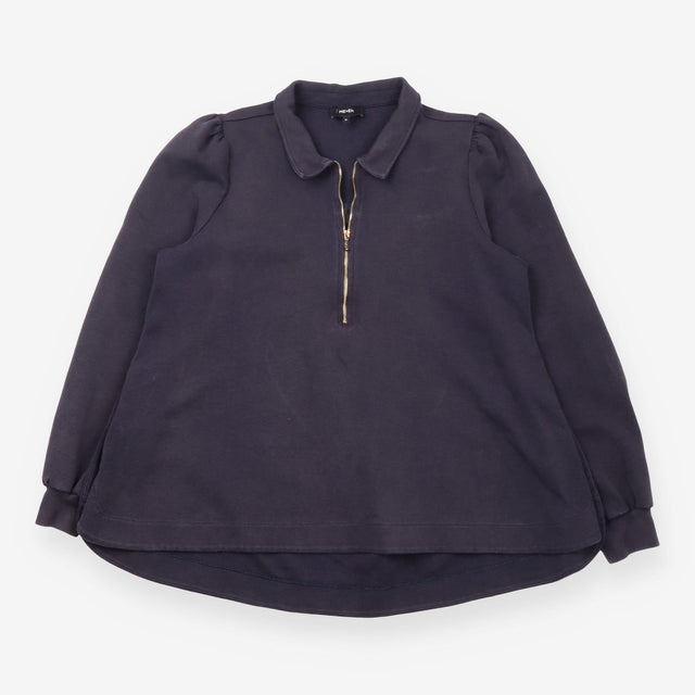 Sweater Navy Blue Collared Half Zip Button Detail 