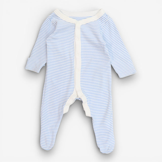 Sleepsuit baby blue and white pinstripe