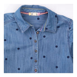 Mid Blue Embroidered Polka Dot Denim Tunic