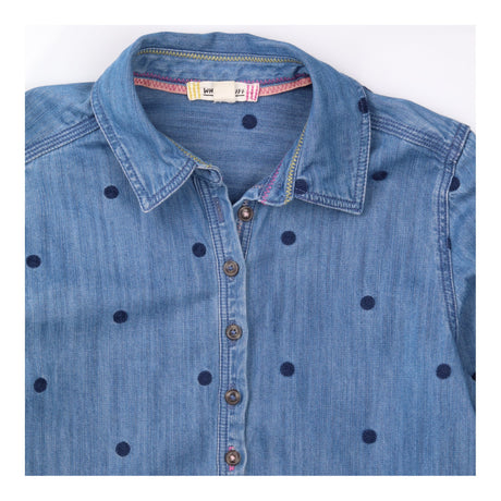 Mid Blue Embroidered Polka Dot Denim Tunic