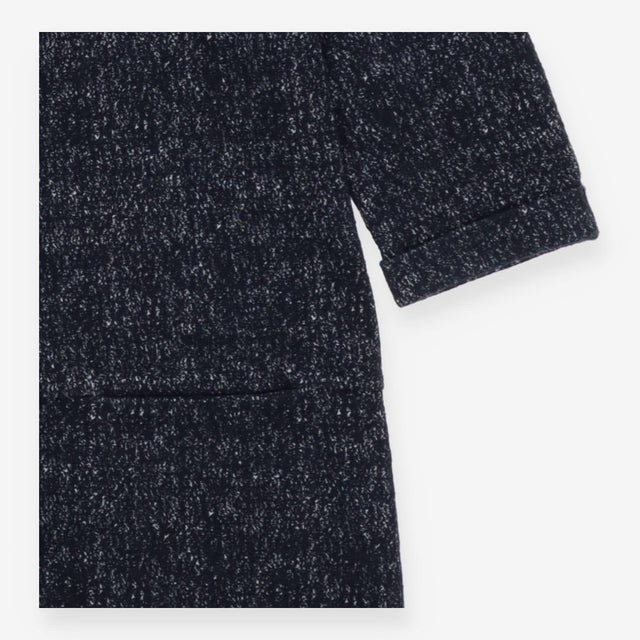 Blue Tweed Textured Knit Dress