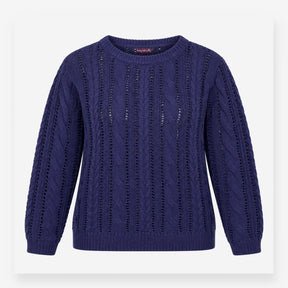 Jumper Dark Purple Acrylic Open Scoop Neck