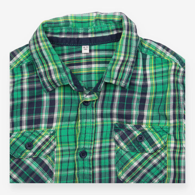Shirt green check LS