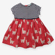 Dress short sleeves navy and white striped llama p