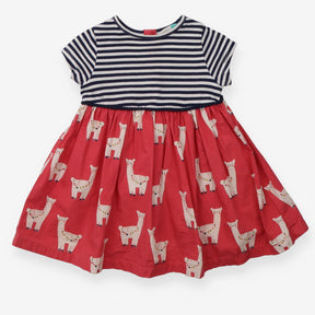 Dress short sleeves navy and white striped llama p