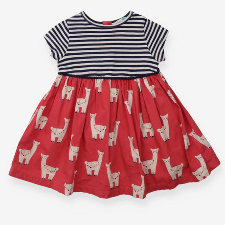 Dress short sleeves navy and white striped llama p