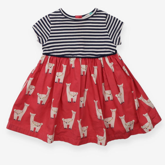 Dress short sleeves navy and white striped llama p