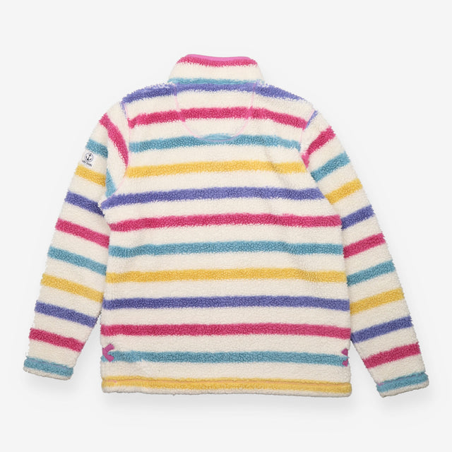 Multicolour Striped Teddy Fleece Quarter Zip fleec