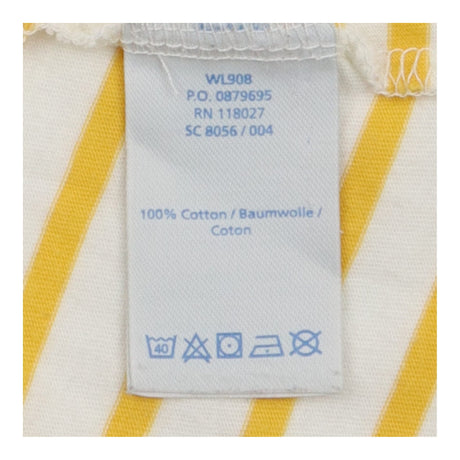 T-Shirt Striped Short Sleeve Cotton Yellow Cream