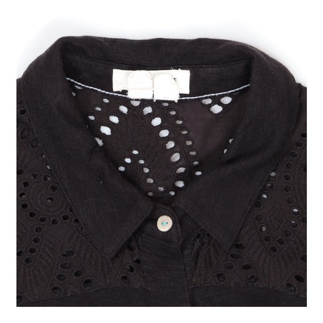 Broderie Shirt Dress, Black