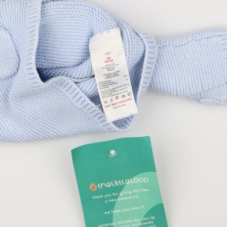 Baby Boy Blue Cashmere Mix Cardigan with Cable Kni