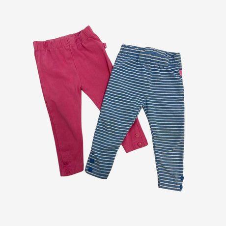 Blue and white stripe and Pink Leggings 2pc
