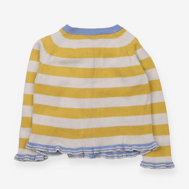 Yellow and Blue Striped Knit Cardigan 