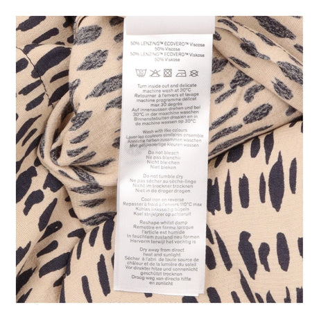 Midi Dress Camel Black Abstract Print Button Front