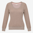 Metallic Scoop Neck Fine Knit Jumper Champagne
