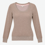Metallic Scoop Neck Fine Knit Jumper Champagne