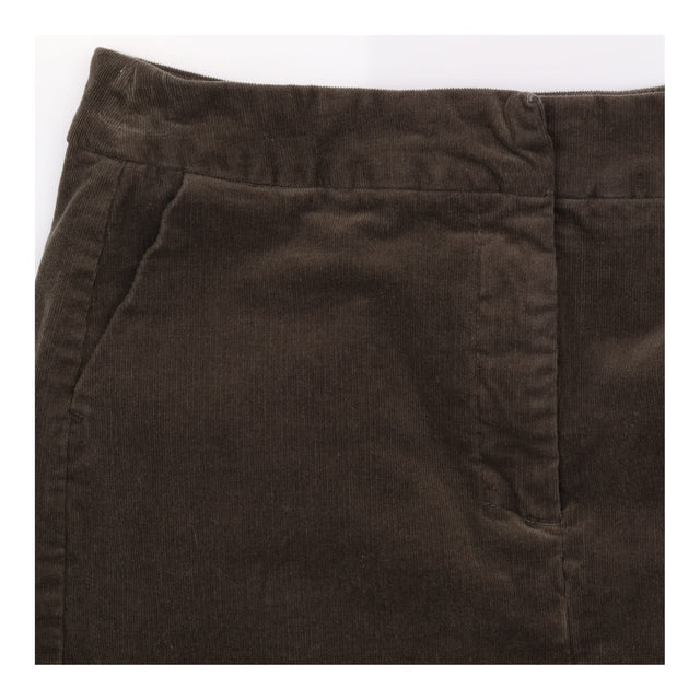 Charcoal Green Fine Corduroy Straight Pencil Midi 
