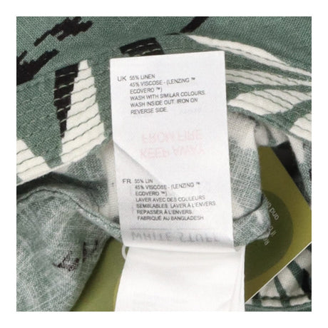 Clemence Green Print Linen Blend Midi Skirt