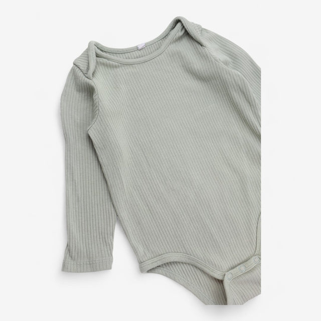 Bodysuit long sleeve green ribbed 