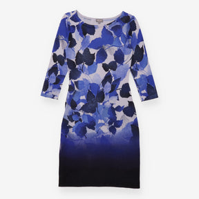Phase Eight Blue Leaf Print Knitted Tunic Dress