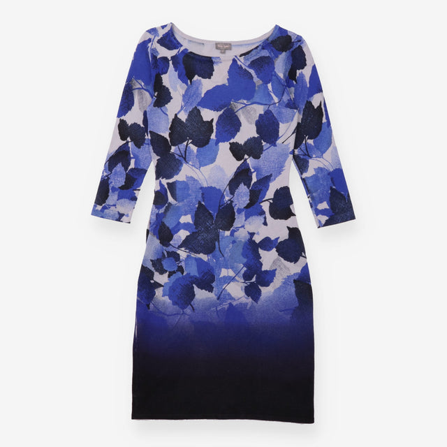 Phase Eight Blue Leaf Print Knitted Tunic Dress