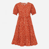 Maternity&Nursing Dress Tiered Midi Rust Animal Pr