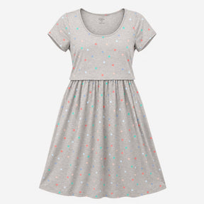 Grey Marl Pastel Polka Dot Cotton Stretch Double L