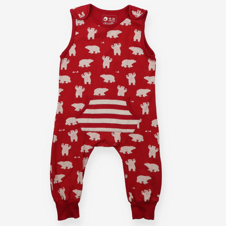 Jersey Romper Red Cheeky Bear Print
