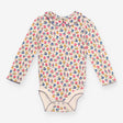 Bodysuit Long Sleeve Collared Cream Floral