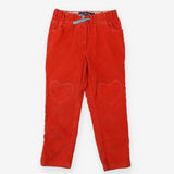 Red Cord Jeans Heart Knee Patches