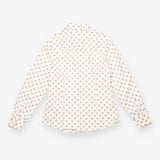 Cotton Shirt Ivory Grey Polka Dot Long Sleeve
