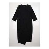 Wrap Dress Black Three Quarter Sleeve Midi