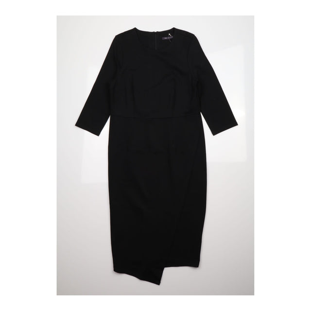 Wrap Dress Black Three Quarter Sleeve Midi